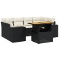 vidaXL Set de comedor de jardín 7 pzas y cojines ratán sintético negro vidaXL Set de comedor de jardín 7 pzas y cojines ratán sintético negro