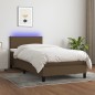 vidaXL Cama box spring con colchón LED tela marrón oscuro 90x200 cm vidaXL Cama box spring con colchón LED tela marrón oscuro 90x200 cm