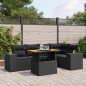 vidaXL Set de sofás de jardín 6 piezas y cojines ratán sintético negro vidaXL Set de sofás de jardín 6 piezas y cojines ratán sintético negro