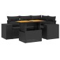 vidaXL Set de muebles de jardín 5 pzas y cojines ratán sintético negro vidaXL Set de muebles de jardín 5 pzas y cojines ratán sintético negro