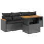 vidaXL Set de muebles de jardín 5 pzas y cojines ratán sintético negro vidaXL Set de muebles de jardín 5 pzas y cojines ratán sintético negro