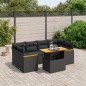 vidaXL Set de comedor de jardín 7 pzas y cojines ratán sintético negro vidaXL Set de comedor de jardín 7 pzas y cojines ratán sintético negro