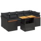 vidaXL Set de comedor de jardín 7 pzas y cojines ratán sintético negro vidaXL Set de comedor de jardín 7 pzas y cojines ratán sintético negro