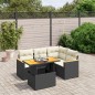 vidaXL Set de muebles de jardín 5 pzas y cojines ratán sintético negro vidaXL Set de muebles de jardín 5 pzas y cojines ratán sintético negro