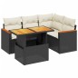 vidaXL Set de muebles de jardín 5 pzas y cojines ratán sintético negro vidaXL Set de muebles de jardín 5 pzas y cojines ratán sintético negro