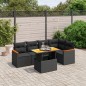 vidaXL Set de sofás de jardín 6 piezas y cojines ratán sintético negro vidaXL Set de sofás de jardín 6 piezas y cojines ratán sintético negro