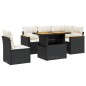 vidaXL Set de sofás de jardín 6 piezas y cojines ratán sintético negro vidaXL Set de sofás de jardín 6 piezas y cojines ratán sintético negro