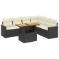 vidaXL Set de comedor de jardín 7 pzas y cojines ratán sintético negro vidaXL Set de comedor de jardín 7 pzas y cojines ratán sintético negro
