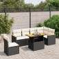 vidaXL Set de comedor de jardín 7 pzas y cojines ratán sintético negro