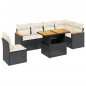 vidaXL Set de comedor de jardín 7 pzas y cojines ratán sintético negro