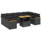 vidaXL Set de sofás de jardín 11 pzas y cojines ratán sintético negro vidaXL Set de sofás de jardín 11 pzas y cojines ratán sintético negro