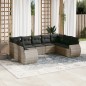 vidaXL Set de muebles de jardín 9 pzas y cojines ratán sintético gris vidaXL Set de muebles de jardín 9 pzas y cojines ratán sintético gris