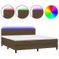 vidaXL Cama box spring con colchón LED tela marrón oscuro 160x200 cm vidaXL Cama box spring con colchón LED tela marrón oscuro 160x200 cm