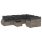 vidaXL Set de sofás de jardín 10 pzas con cojines ratán sintético gris vidaXL Set de sofás de jardín 10 pzas con cojines ratán sintético gris