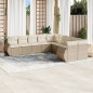 vidaXL Juego de sofás jardín con cojines beige 10 pzas ratán sintético