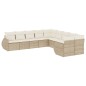 vidaXL Juego de sofás jardín con cojines beige 10 pzas ratán sintético