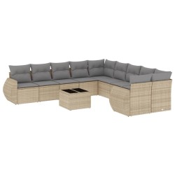 vidaXL Set de sofás de jardín 11pzas con cojines ratán sintético beige