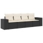 vidaXL Juego de sofás jardín 4 pzas con cojines ratán sintético negro vidaXL Juego de sofás jardín 4 pzas con cojines ratán sintético negro
