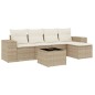 vidaXL Juego de sofás jardín con cojines 6 pzas ratán sintético beige vidaXL Juego de sofás jardín con cojines 6 pzas ratán sintético beige