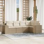vidaXL Juego de sofás jardín con cojines 5 pzas ratán sintético beige vidaXL Juego de sofás jardín con cojines 5 pzas ratán sintético beige