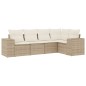 vidaXL Juego de sofás jardín con cojines 5 pzas ratán sintético beige vidaXL Juego de sofás jardín con cojines 5 pzas ratán sintético beige