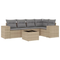vidaXL Juego de sofás jardín con cojines 6 pzas ratán sintético beige