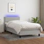 vidaXL Cama box spring colchón y luces LED tela gris claro 80x200 cm vidaXL Cama box spring colchón y luces LED tela gris claro 80x200 cm