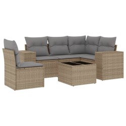 vidaXL Juego de sofás jardín con cojines 6 pzas ratán sintético beige