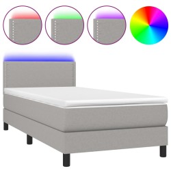 vidaXL Cama box spring colchón y luces LED tela gris claro 80x200 cm