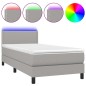 vidaXL Cama box spring colchón y luces LED tela gris claro 80x200 cm vidaXL Cama box spring colchón y luces LED tela gris claro 80x200 cm