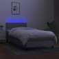 vidaXL Cama box spring colchón y luces LED tela gris claro 80x200 cm vidaXL Cama box spring colchón y luces LED tela gris claro 80x200 cm