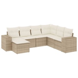 vidaXL Set sofás de jardín 7 piezas y cojines ratán sintético beige