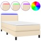 vidaXL Cama box spring colchón y luces LED tela crema 80x200 cm vidaXL Cama box spring colchón y luces LED tela crema 80x200 cm