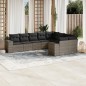 vidaXL Set de muebles de jardín 9 pzas y cojines ratán sintético gris