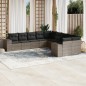 vidaXL Set de sofás de jardín 10 pzas con cojines ratán sintético gris vidaXL Set de sofás de jardín 10 pzas con cojines ratán sintético gris
