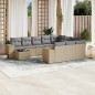 vidaXL Set de sofás de jardín 11pzas con cojines ratán sintético beige vidaXL Set de sofás de jardín 11pzas con cojines ratán sintético beige