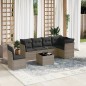 vidaXL Set de sofás de jardín 7 piezas con cojines ratán PE gris vidaXL Set de sofás de jardín 7 piezas con cojines ratán PE gris