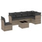 vidaXL Set de sofás de jardín 7 piezas con cojines ratán PE gris vidaXL Set de sofás de jardín 7 piezas con cojines ratán PE gris