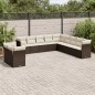vidaXL Set de sofás de jardín 11 pzas cojines ratán sintético marrón vidaXL Set de sofás de jardín 11 pzas cojines ratán sintético marrón