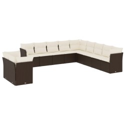 vidaXL Set de sofás de jardín 11 pzas cojines ratán sintético marrón