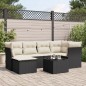 vidaXL Set de comedor de jardín 7 pzas y cojines ratán sintético negro vidaXL Set de comedor de jardín 7 pzas y cojines ratán sintético negro