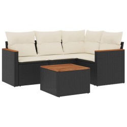 vidaXL Set de muebles de jardín 5 pzas y cojines ratán sintético negro