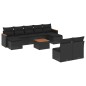 vidaXL Set de sofás de jardín 10 pzas cojines ratán sintético negro
