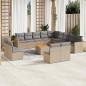 vidaXL Set sofás de jardín 14 pzas con cojines ratán sintético beige vidaXL Set sofás de jardín 14 pzas con cojines ratán sintético beige