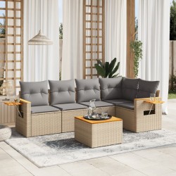 vidaXL Juego de sofás jardín con cojines 6 pzas ratán sintético beige