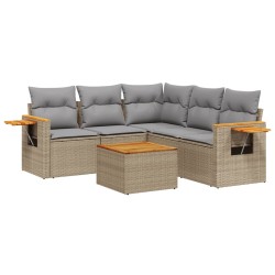 vidaXL Juego de sofás jardín con cojines 6 pzas ratán sintético beige