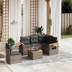 vidaXL Set de muebles de jardín 6 pzas y cojines ratán sintético gris