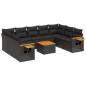vidaXL Set de sofás de jardín 10 pzas cojines ratán sintético negro