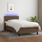 vidaXL Cama box spring colchón y luces LED tela marrón oscuro 90x200cm vidaXL Cama box spring colchón y luces LED tela marrón oscuro 90x200cm