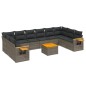 vidaXL Set de sofás de jardín 11 pzas y cojines ratán sintético gris vidaXL Set de sofás de jardín 11 pzas y cojines ratán sintético gris